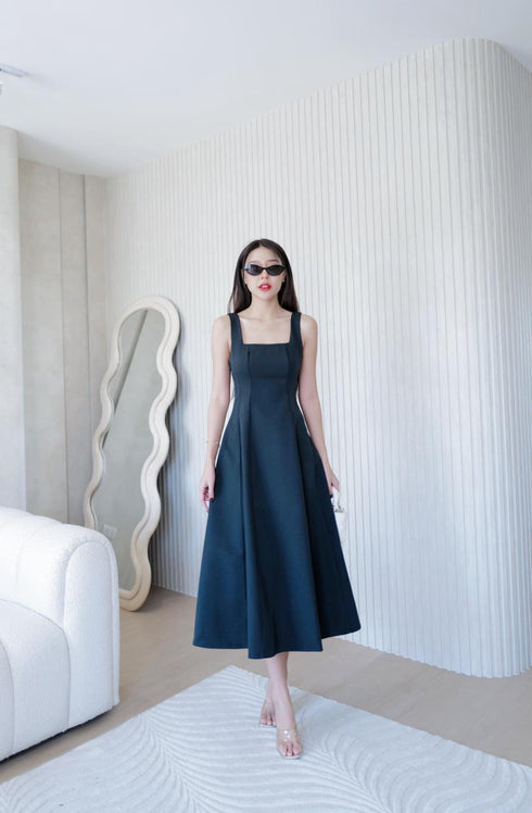 Spring Plain Square Neck Long Dresses
